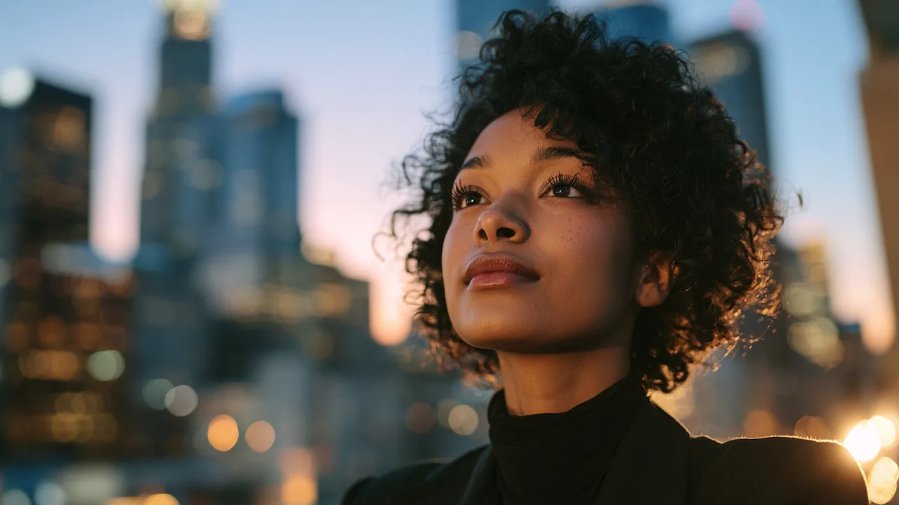 Determined young Black American woman looking hopeful, representing credit building with this resource